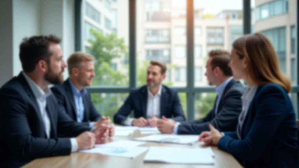 Professionnels en réunion discutant des stratégies d'épargne, diagrammes et documents financiers sur la table