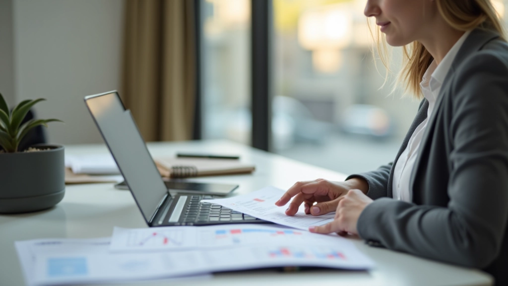 Femme consultent les analyses de dépôts bancaires